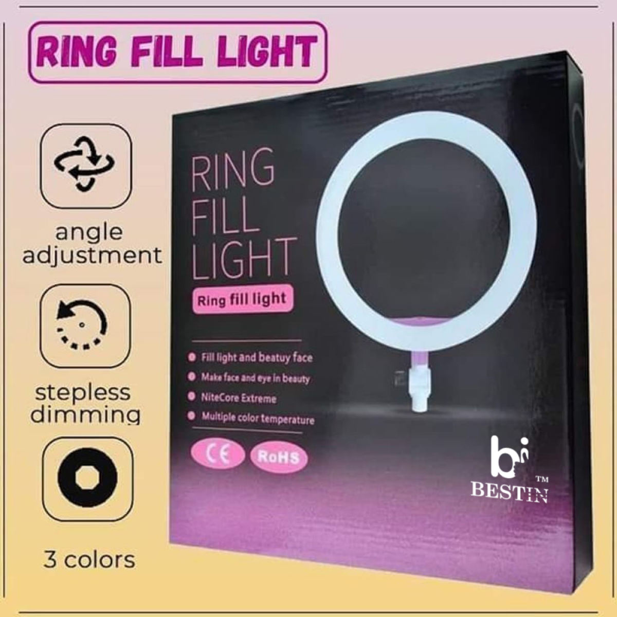 26cm Ring Light With Phone Holder & 3 Shades Of Colour For Videos Photography Studio & Lightining