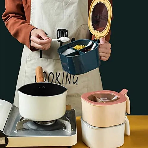 4 grid masala box with spoon