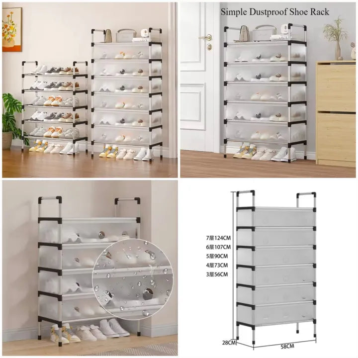 3 Layers Stainless Steel Dust Proof Shoe Rack