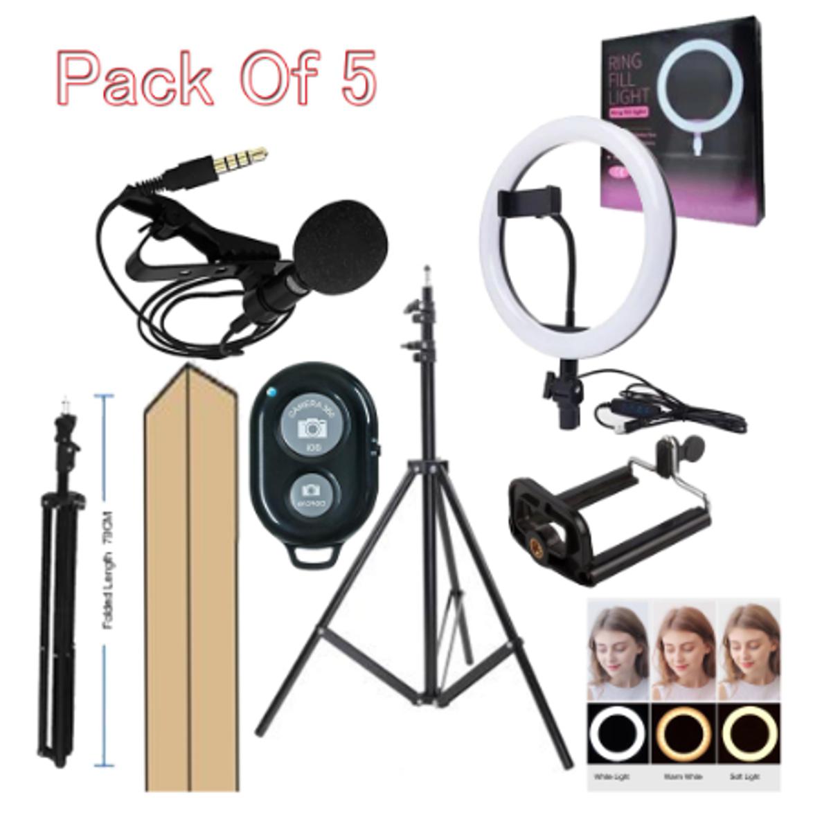 26cm Ring Light With Phone Holder & 3 Shades Of Colour For Videos Photography Studio & Lightining