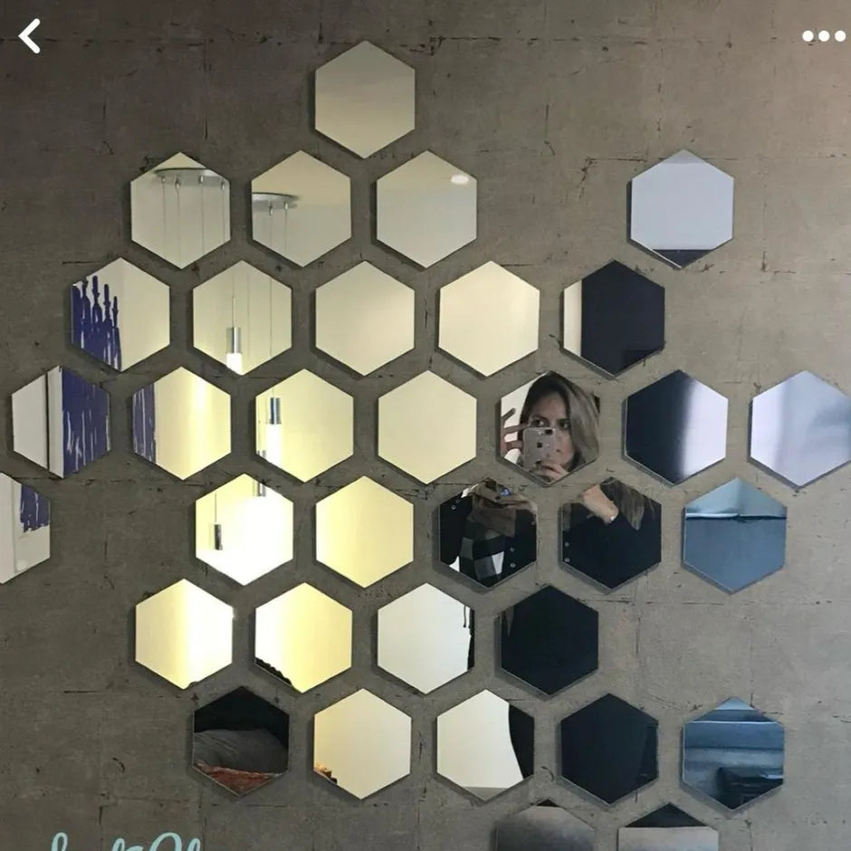 Silver Hexagon Mirror