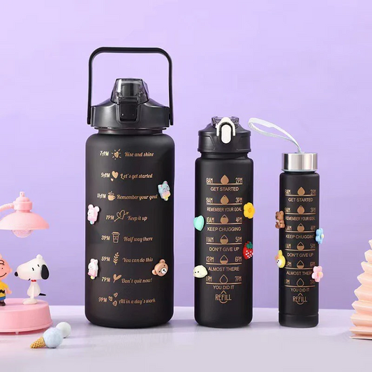 3pcs | 2pcs 1pcs PMotivational Water Bottle With Straw, Bottle & Straw Cleaner,