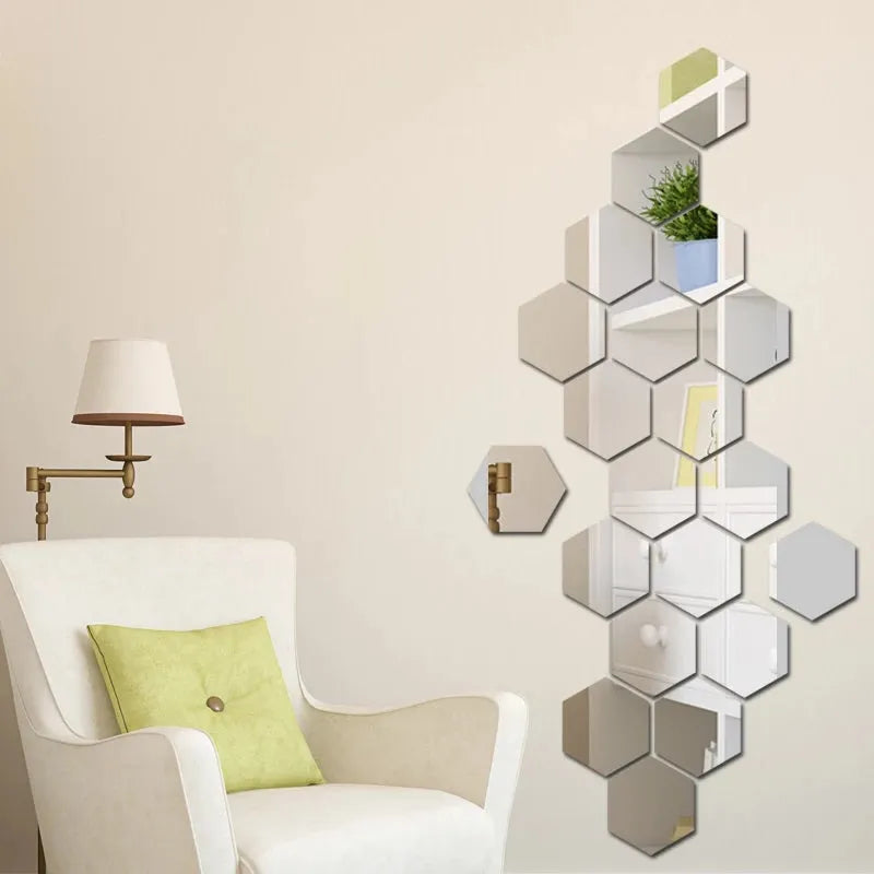 Silver Hexagon Mirror