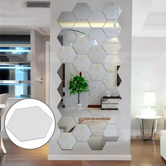 Silver Hexagon Mirror